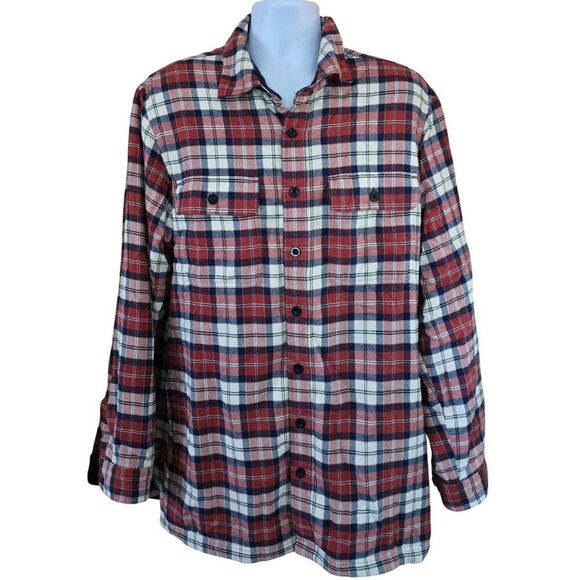 L.L. Bean Mens Traditional Fit L-Tall Plaid Flannel Shirt vintage fleece lined - Picture 1 of 10